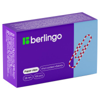 Скрепки канцелярские Berlingo 28мм, зебра, с пластиковым покрытием, 100шт/уп, в картонной упаковке