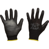 Перчатки трикотажные р.7, черные, нейлоновые с полиуретановым покрытием