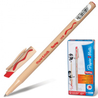 Ручка шариковая стираемая Paper Mate Replay красная, 1мм, с ластиком, бежевый корпус