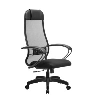 Кресло офисное Метта 11 сетка-ткань/экокожа, черная, крестовина пластик