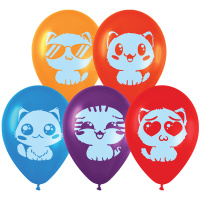 Воздушные шары Meshu Cute kittens 30см, пастель, ассорти, 50шт