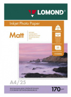 Фотобумага для струйных принтеров Lomond 0102032 А4, 25 листов, 170 г/м2, белая, матовая