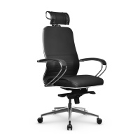 Кресло руководителя Метта Samurai KL-2.041 MPES, ткань-сетка/экокожа, черная, крестовина хром