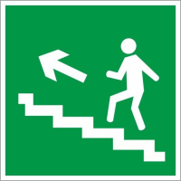 Знак Направление к эвакуационному выходу по лестнице налево ввер Гасзнак 200х200мм, самоклеящаяся пл