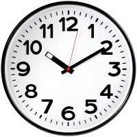 Часы настенные Troyka белые, d=30см, круглые, черная рамка