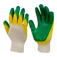 Перчатки защитные трикотажные двойной латексный облив цв.зеленый 300пар/уп