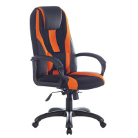 Кресло компьютерное BRABIX PREMIUM 'Rapid GM-102', НАГРУЗКА 180 кг, экокожа/ткань, черно/оранжевое,