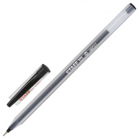 Ручка шариковая Staff Basic черная, 0.3мм, прозрачный корпус