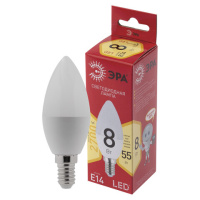 Лампа светодиодная ЭРА, 8(55)Вт, цоколь Е14, свеча, теплый белый, 25000 ч, LED B35-8W-2700-E14, Б005