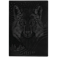 Обложка для паспорта OfficeSpace 'Волк', кожа, тиснение, черная