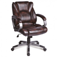 Кресло руководителя Brabix Eldorado EX-504 иск. кожа, коричневая, крестовина пластик