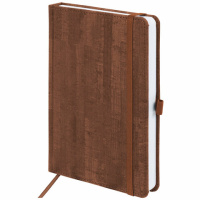Ежедневник недатированный Brauberg Wood коричневый, А5, 136 листов, кожзам, резинка-фиксатор
