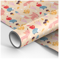 Упаковочная бумага глянц. 70*100см, MESHU 'Fox and Hedgehog', 90г/м2