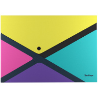 Папка-конверт на кнопке Berlingo 'xProject. Color Block' А4, 300мкм, с дизайном, желтый клапан