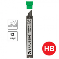 Грифели для механических карандашей Brauberg Hi-Polymer 180446 HB, 0.7мм, 12шт