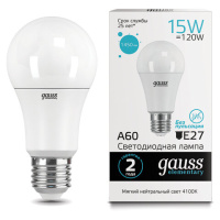 Лампа светодиодная GAUSS, 15(120)Вт, цоколь Е27, груша, нейтральный белый, 25000 ч, LED A60-15W-4100