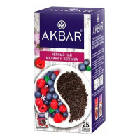 Чай Akbar Малина и черника, черный, 25 пакетиков
