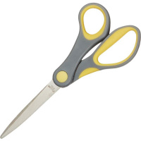 Ножницы Attache 18см, серо-желтые, прорезиненные эллиптические ручки