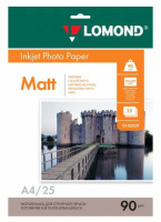 Фотобумага для струйных принтеров Lomond A4, 25 листов, 90 г/м2, белая, матовая, 0102029