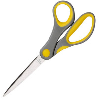 Ножницы Attache 20.5см, серо-желтые, прорезиненные эллиптические ручки