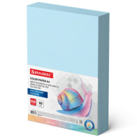 Цветная бумага для принтера Brauberg пастель голубая, А4, 500 листов, 80 г/м2