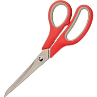 Канцелярские ножницы Attache Comfort 19см, красно-серые, покрытие Titatium Grey, эргономичные ручки