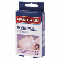 Набор пластырей 20 шт. MASTER UNI INVISIBLE невидимый, на прозрачной полимерной основе, коробка с ев