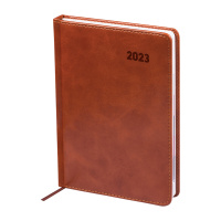 Ежедневник датированный 2023г. с вырубкой, A5, 176л., кожзам, OfficeSpace 'Vesper Index', коричневый