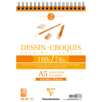 Скетчбук 35л., А5 Clairefontaine 'Dessin croquis', на гребне, 160г/м2