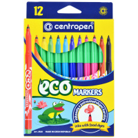 Фломастеры Centropen 'ECO Markers', 12цв., трехгранные, смываемые, картон., европодвес