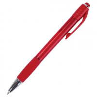 Шариковая ручка автоматическая Brauberg синяя, 0.35мм, красный корпус