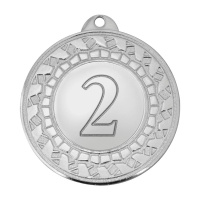 Медаль праздничная 2 место серебристая, 45мм