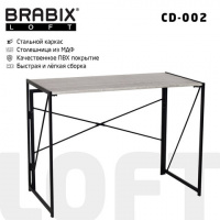 Стол на металлокаркасе BRABIX 'LOFT CD-002', 1000х500х750 мм, складной, цвет дуб антик, 641213