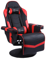 Кресло геймера Cactus CS-CHR-GS200BLR экокожа, черная/красная, с подставкой для ног