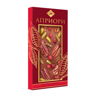 Шоколад Априори ассорти молочный с фисташками/пеканом/брусникой, 100г