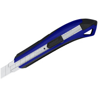 Нож канцелярский 18мм Berlingo 'Razzor 300', auto-lock, металл. направл., мягкие вставки, синий, евр