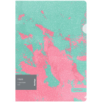 Папка-уголок Berlingo 'Haze', 200мкм, мятная/розовая, с рисунком, с эффектом блесток