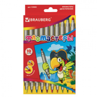 Фломастеры для рисования Brauberg Kids Series 10 цветов, двухсторонние, смываемые