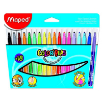 Фломастеры для рисования Maped Color'peps Long Life 18 цветов, трехгранные, смываемые