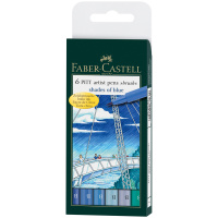 Набор ручек капиллярных Faber-Castell Pitt Artist Pen Brush Blues 6 цветов, В, корпус ассорти