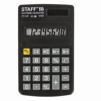 Калькулятор карманный Staff STF-818 черный, 8 разрядов