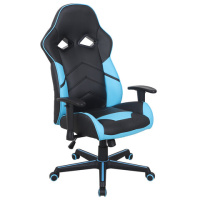 Кресло компьютерное BRABIX 'Storm GM-006', регулируемые подлокотники, экокожа, черное/голубое, 53250