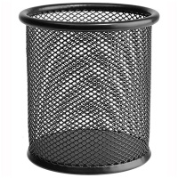 Подставка для ручек Erich Krause Steel 90х100мм, черная, круглая, металлическая сетка