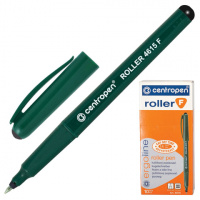 Ручка-роллер Centropen ErgoLine 4615 черная, 0.3мм, зеленый корпус