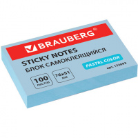 Блок для записей с клейким краем Brauberg 76х51мм, голубой 100л