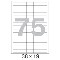 Этикетки самоклеящиеся Pro Mega Label 38х19мм, белые, 75шт на листе А4, 100 листов