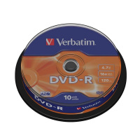 Диск DVD-R Verbatim 4.7Gb, 16х, Cake Box, 10шт/уп