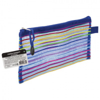 Пластиковая папка на молнии Brauberg Stripes разноцветная-полупрозрачная, 130х255мм
