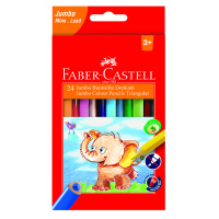 Карандаши цветные Faber-Castell 'Jumbo' 24цв., трехгран., заточен., картон, европодвес, с точилкой