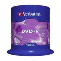 Диск DVD+R Verbatim 4.7Gb, 16x, Cake Box, 100шт/уп